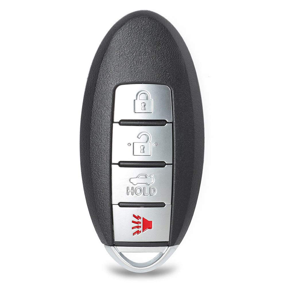 Keyecu front view of 4-button fob showing ergonomic layout and easy access