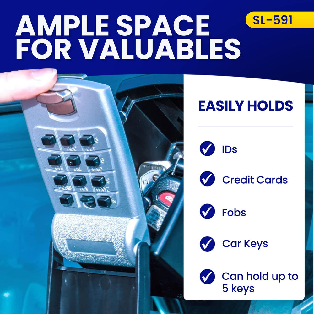 KeyGuard SL-591 with keys and credit card inside, organized secure storage