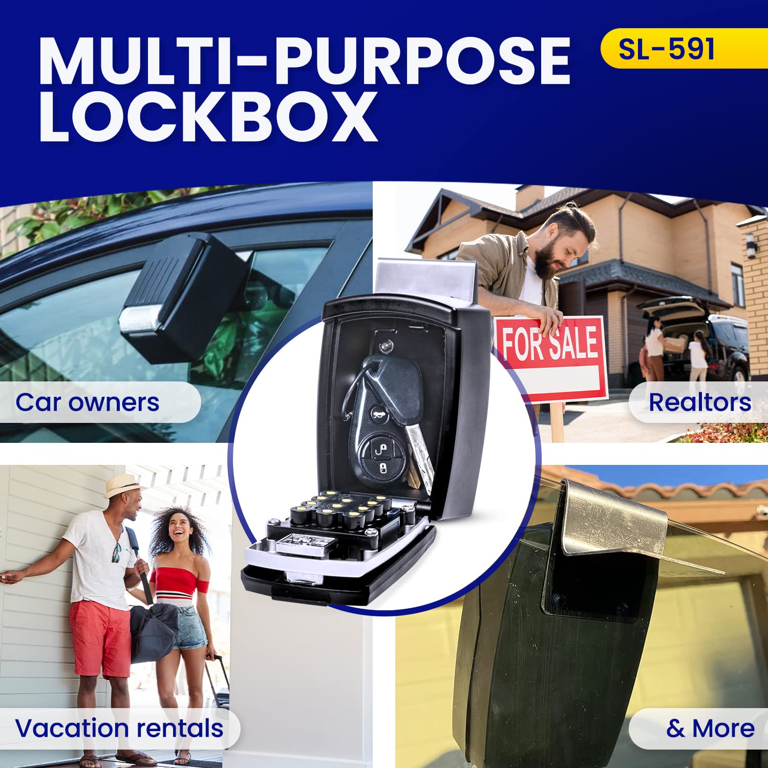 KeyGuard SL-591 locking mechanism label and metal frame for added strength