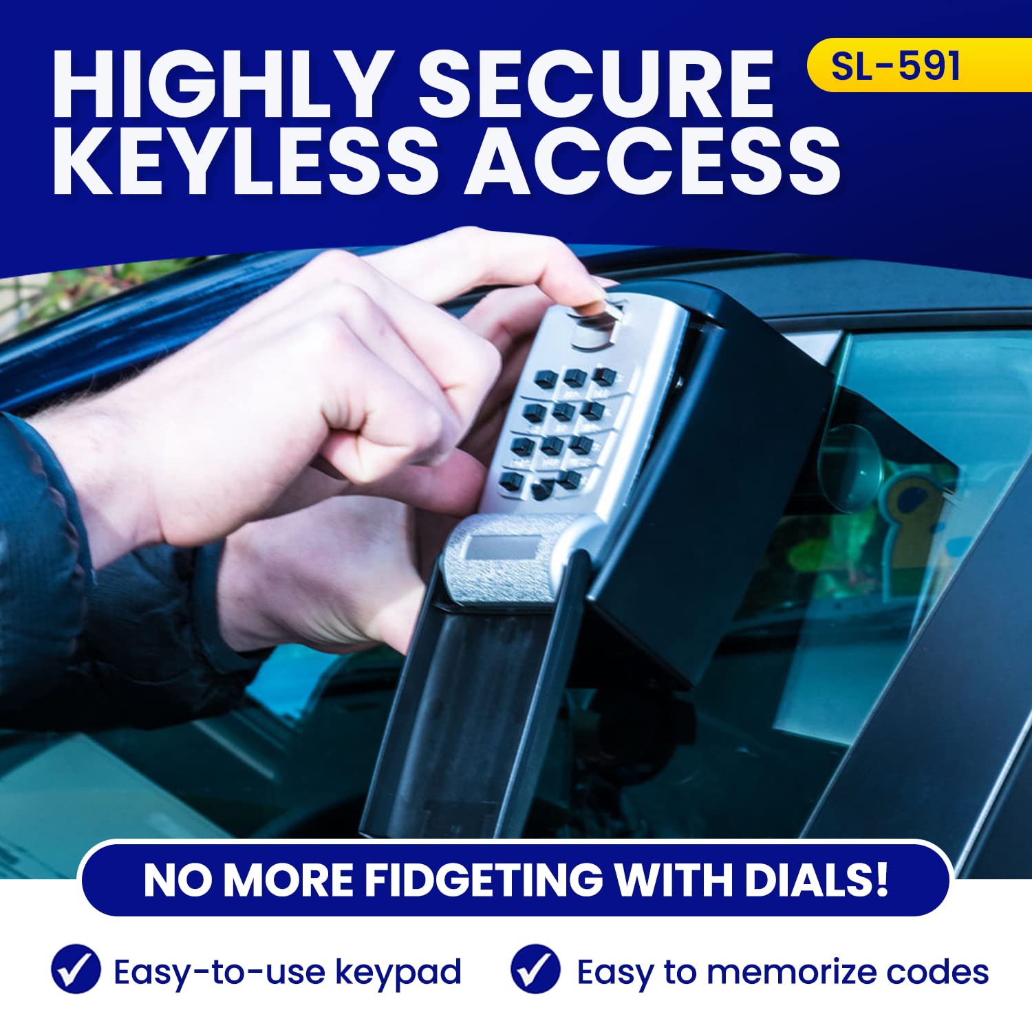 KeyGuard SL-591 held in hand for size comparison, easy portable key storage
