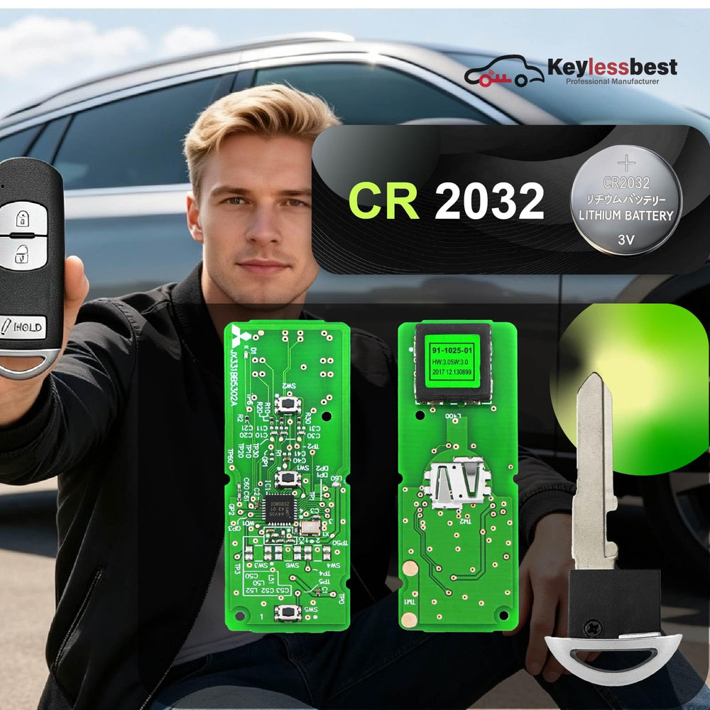 Keylessbest attached to Mazda keyring demonstrating ready-to-program replacement benefit