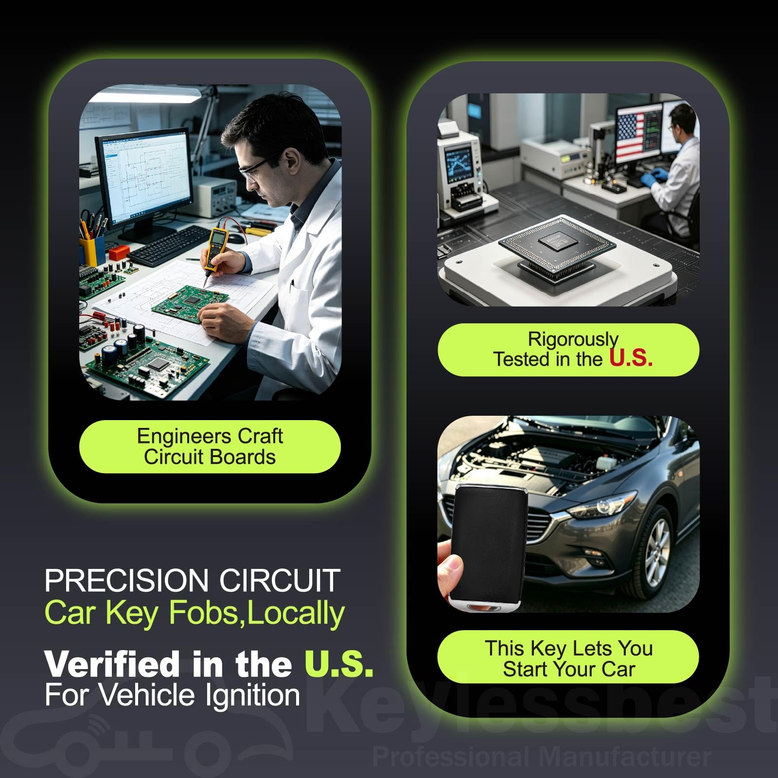 Keylessbest remote resting on car console illustrating ready replacement and practical use