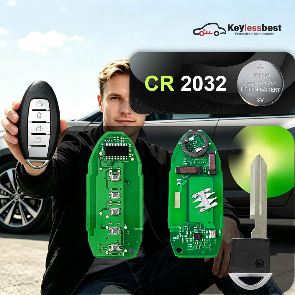 Keylessbest next to a standard key demonstrating compact size and portability