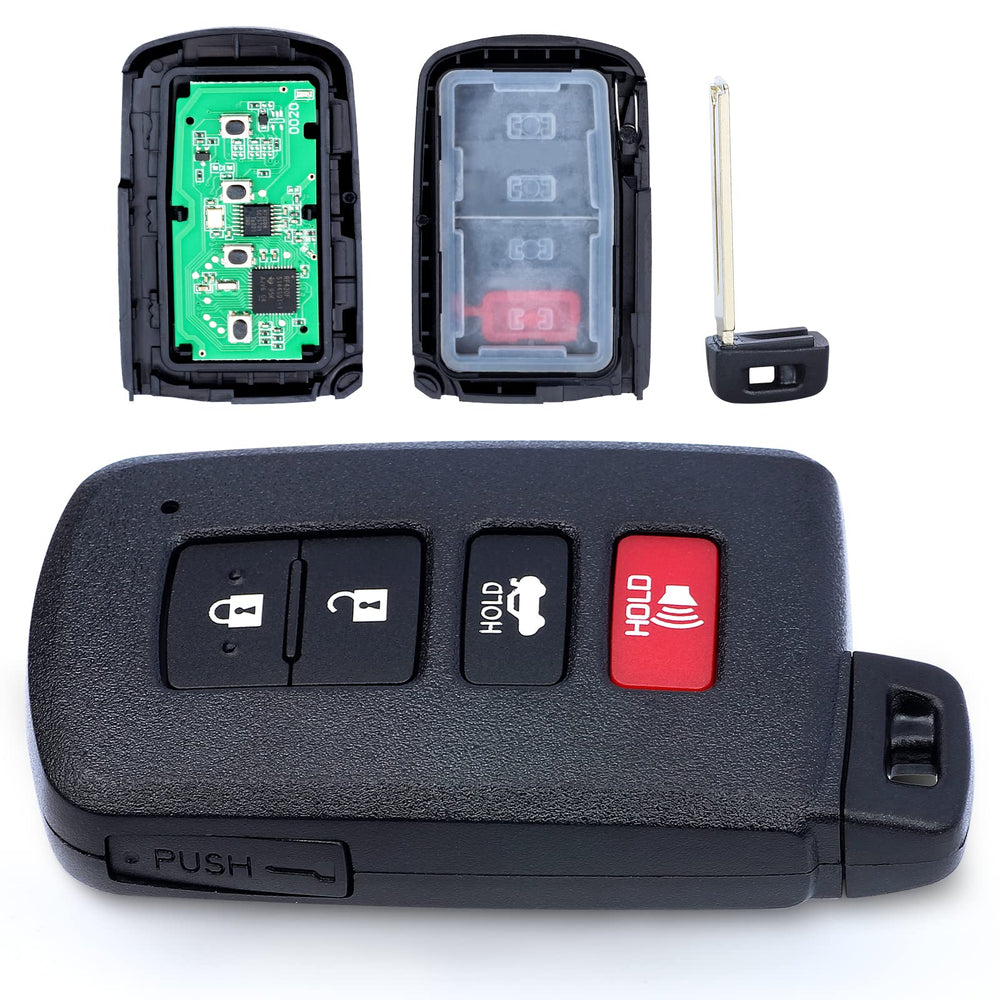 Keymall boxed package with remote, battery and key blank showing all included contents