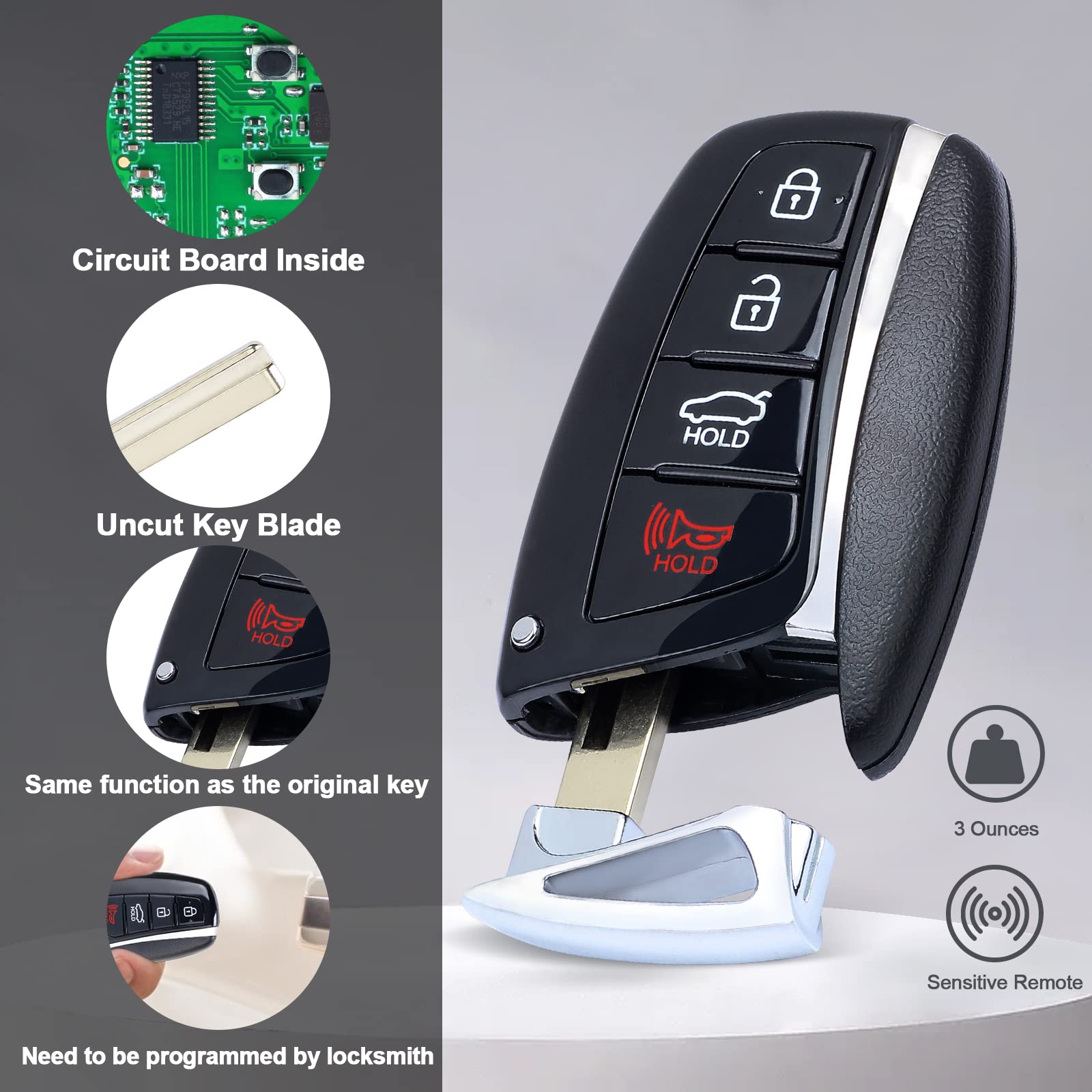 Keymall remote held in hand showing scale and ease-of-carried benefit