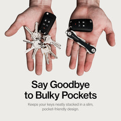KeySmart aluminum frame close-up highlighting durable lightweight construction benefit