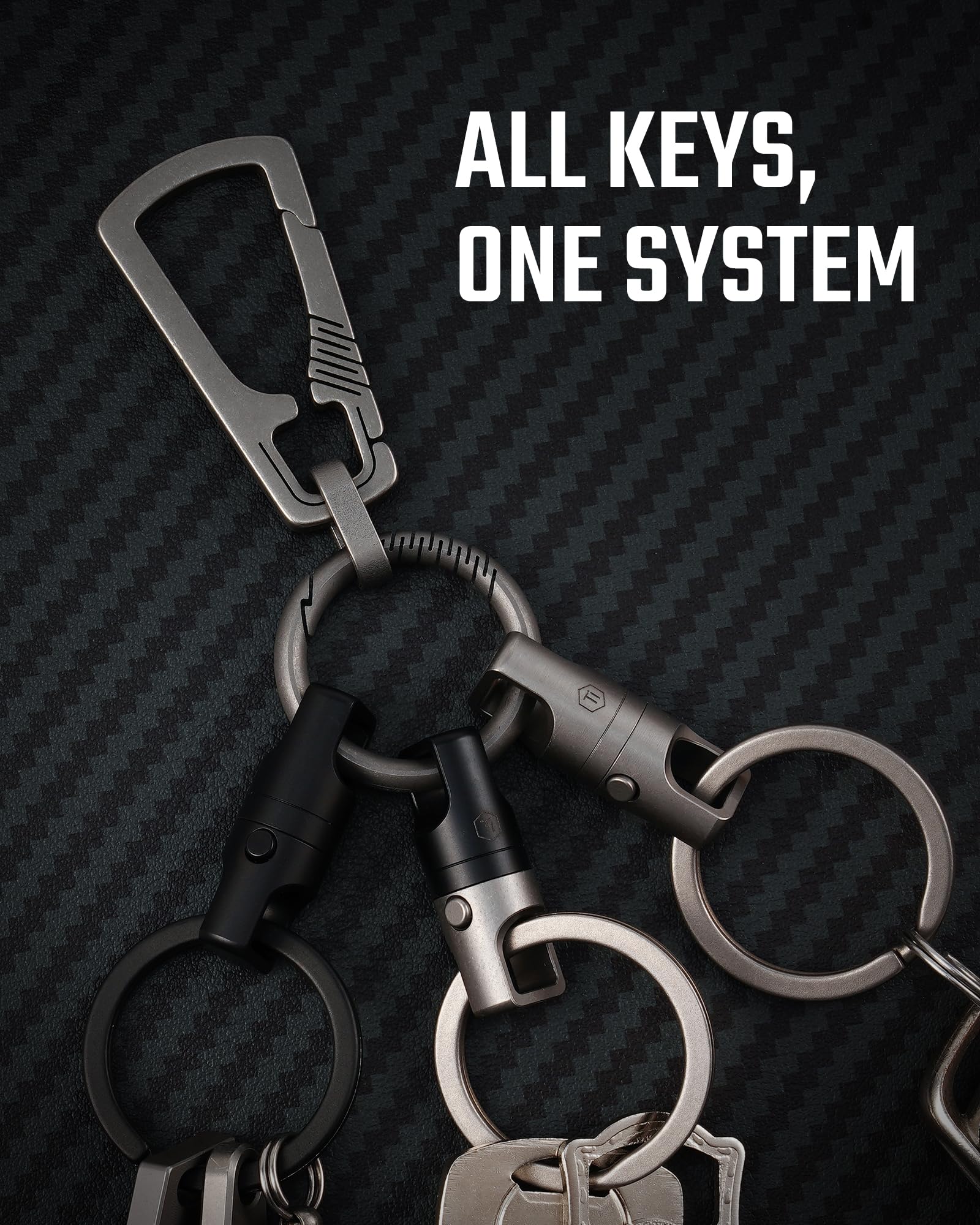 KeyUnity USB drive attached to ring showing secure hold for small tools