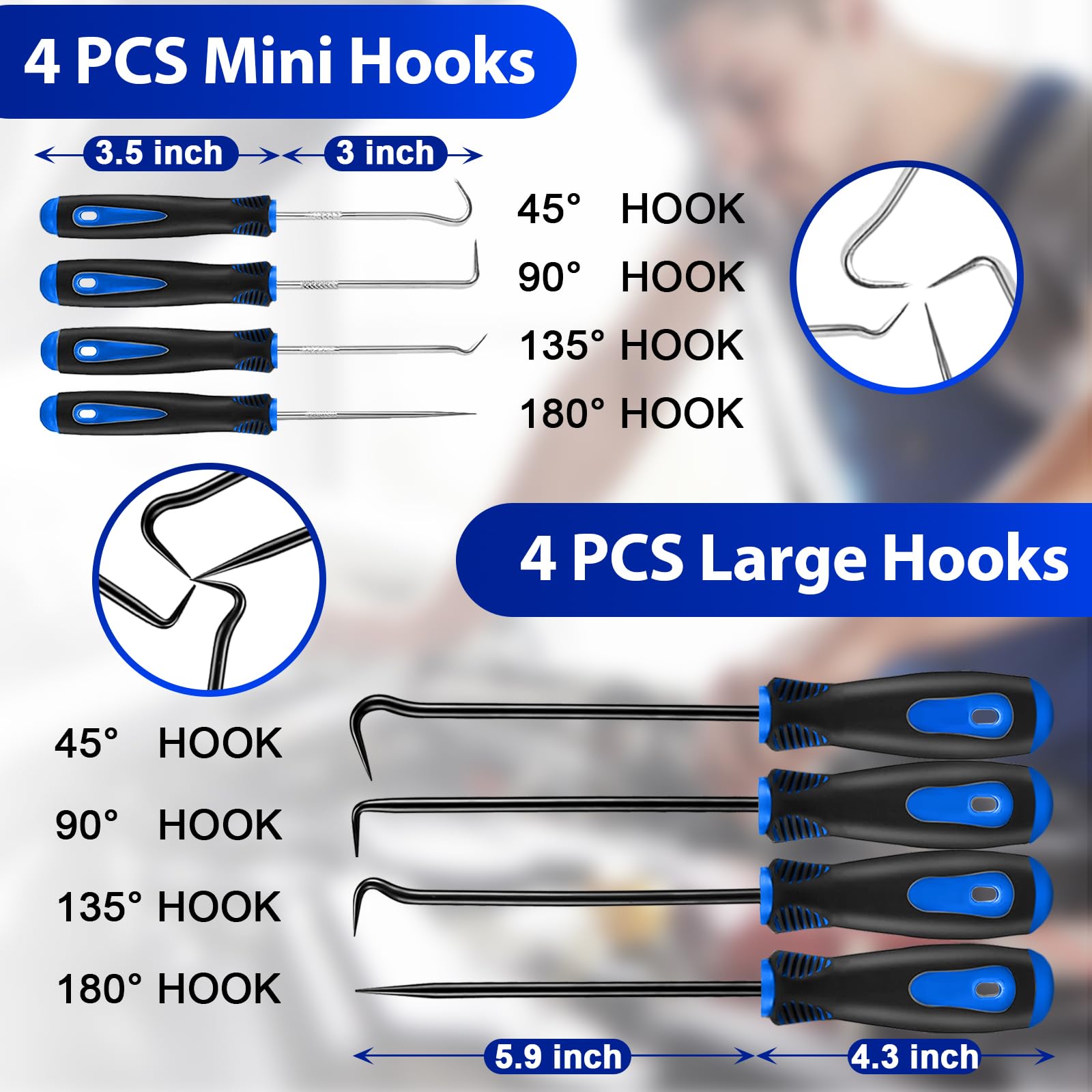 Keze close-up of steel picks and hooks showing precision tips