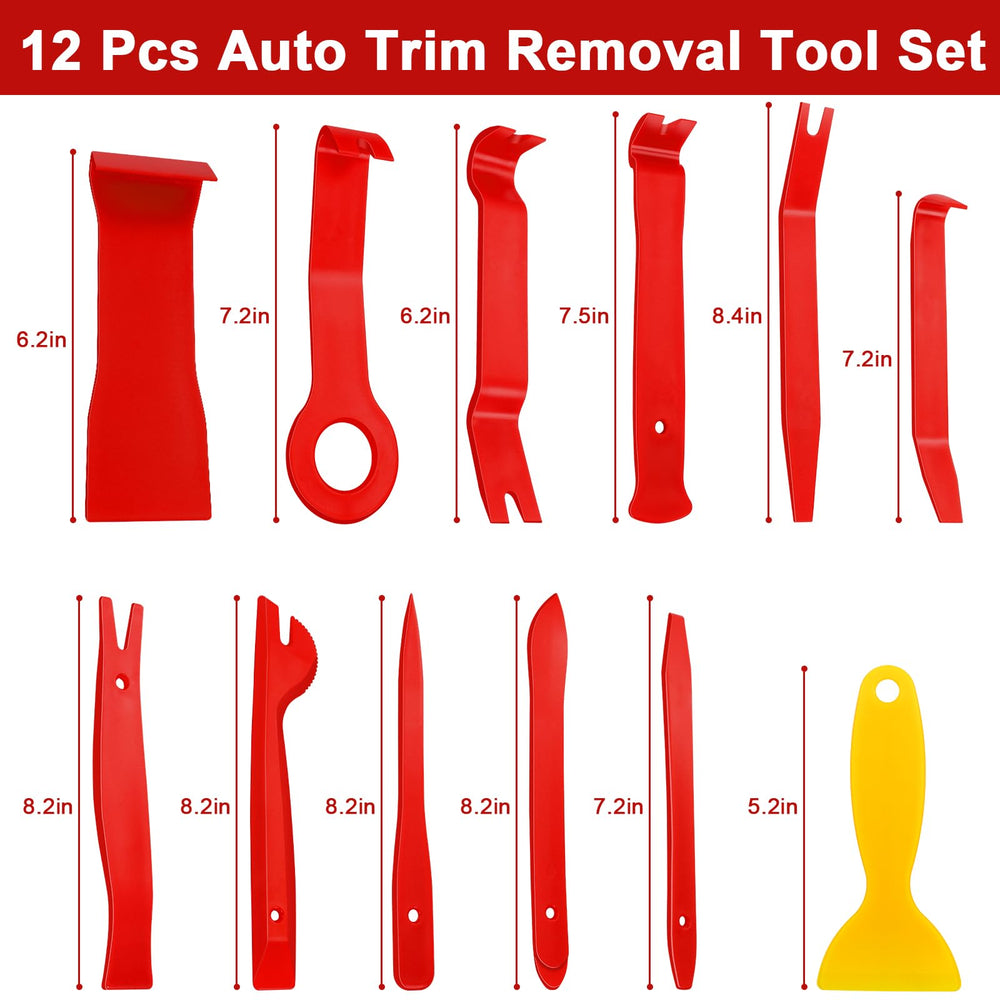 Keze nylon pry tool array demonstrating soft edges that protect paint