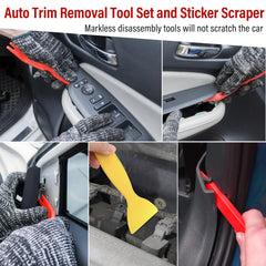 Keze plastic scraper closeup showing durable blade for adhesive removal