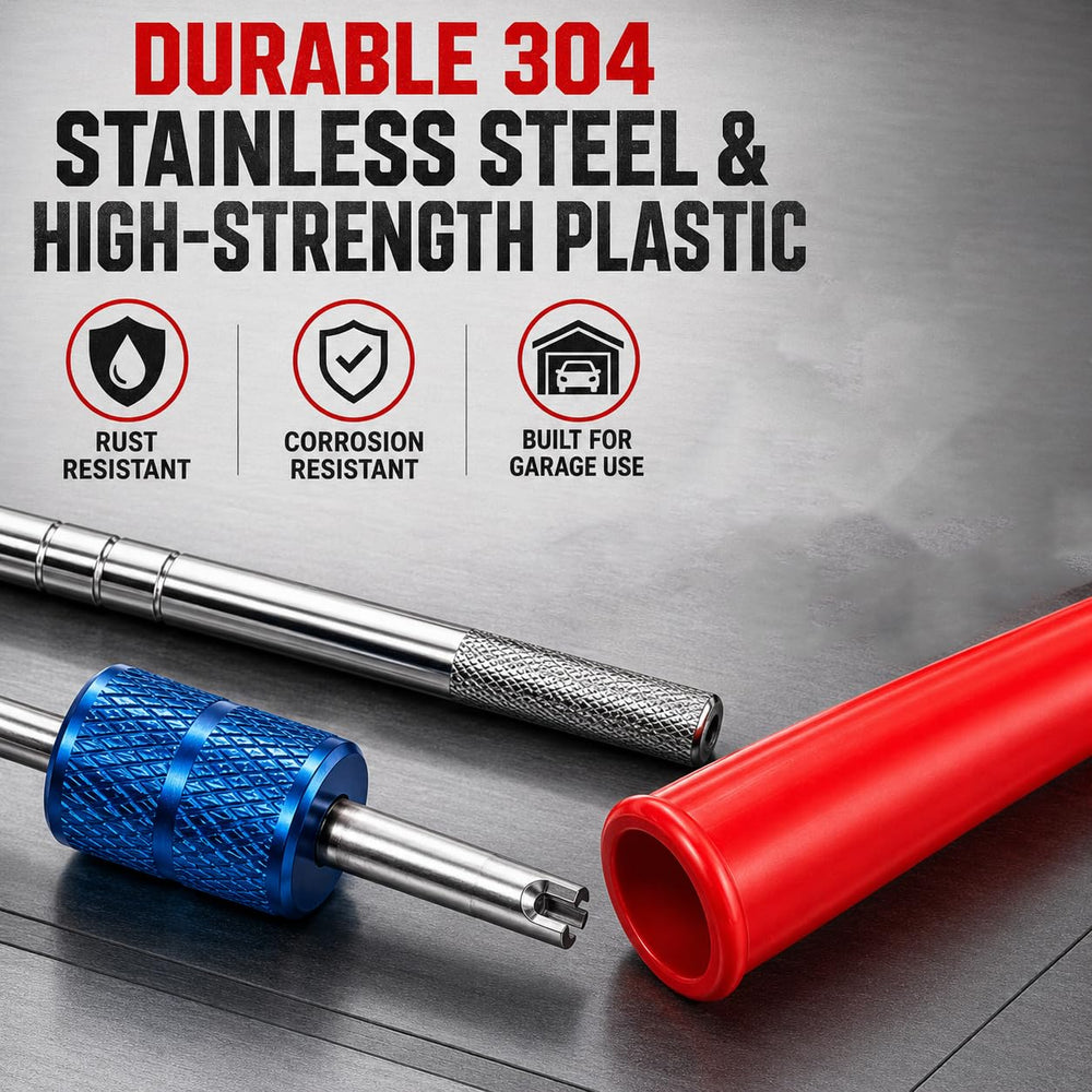 kiaikmc tools beside coin to show compact size and easy portability for roadside repairs