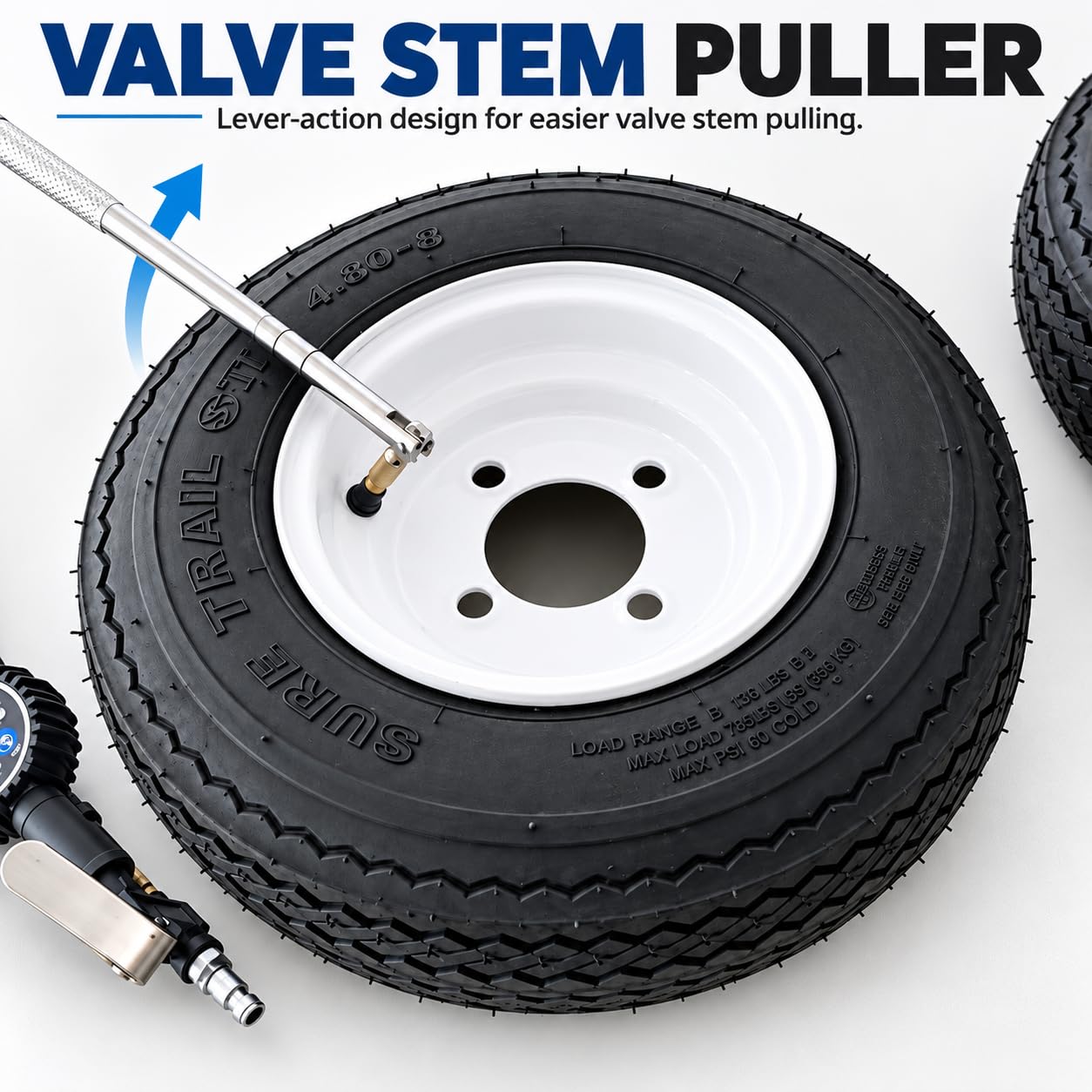 kiaikmc tool inserted into rim demonstrating fast valve stem replacement without tire removal