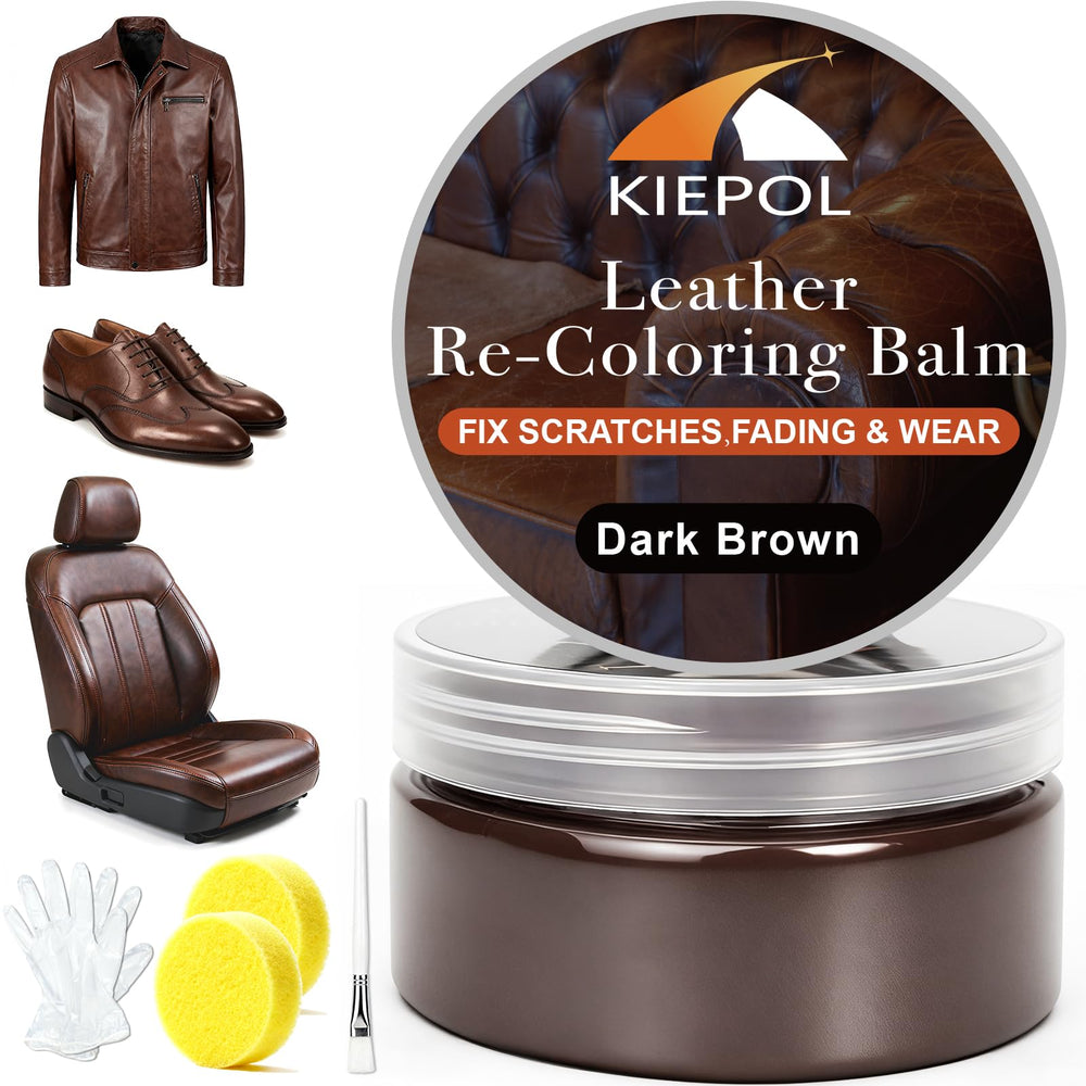 KIEPOL front packaging showing complete dark brown leather repair kit for fast restoration