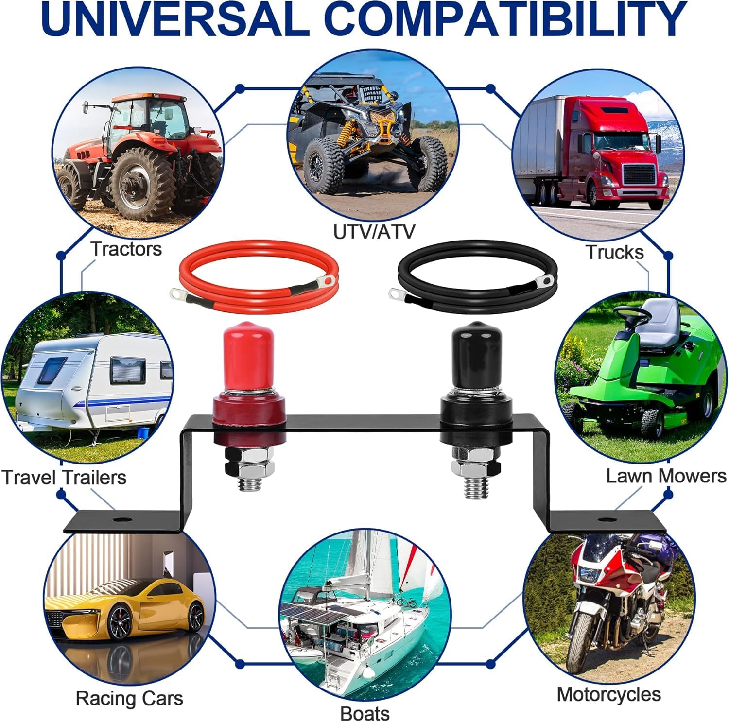 Kikerike packaged contents layout with brackets cables terminals and installation parts