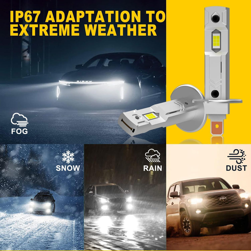 KIMLATAR H1 bulb installed in headlight for plug-and-play fit
