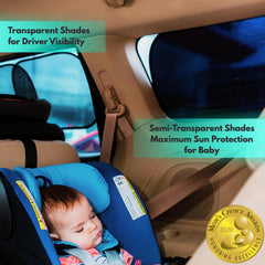 kinder Fluff folded shades in pouch for compact travel and easy storage
