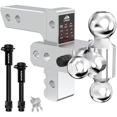 Kingfun front view of adjustable hitch showing receiver alignment and strength