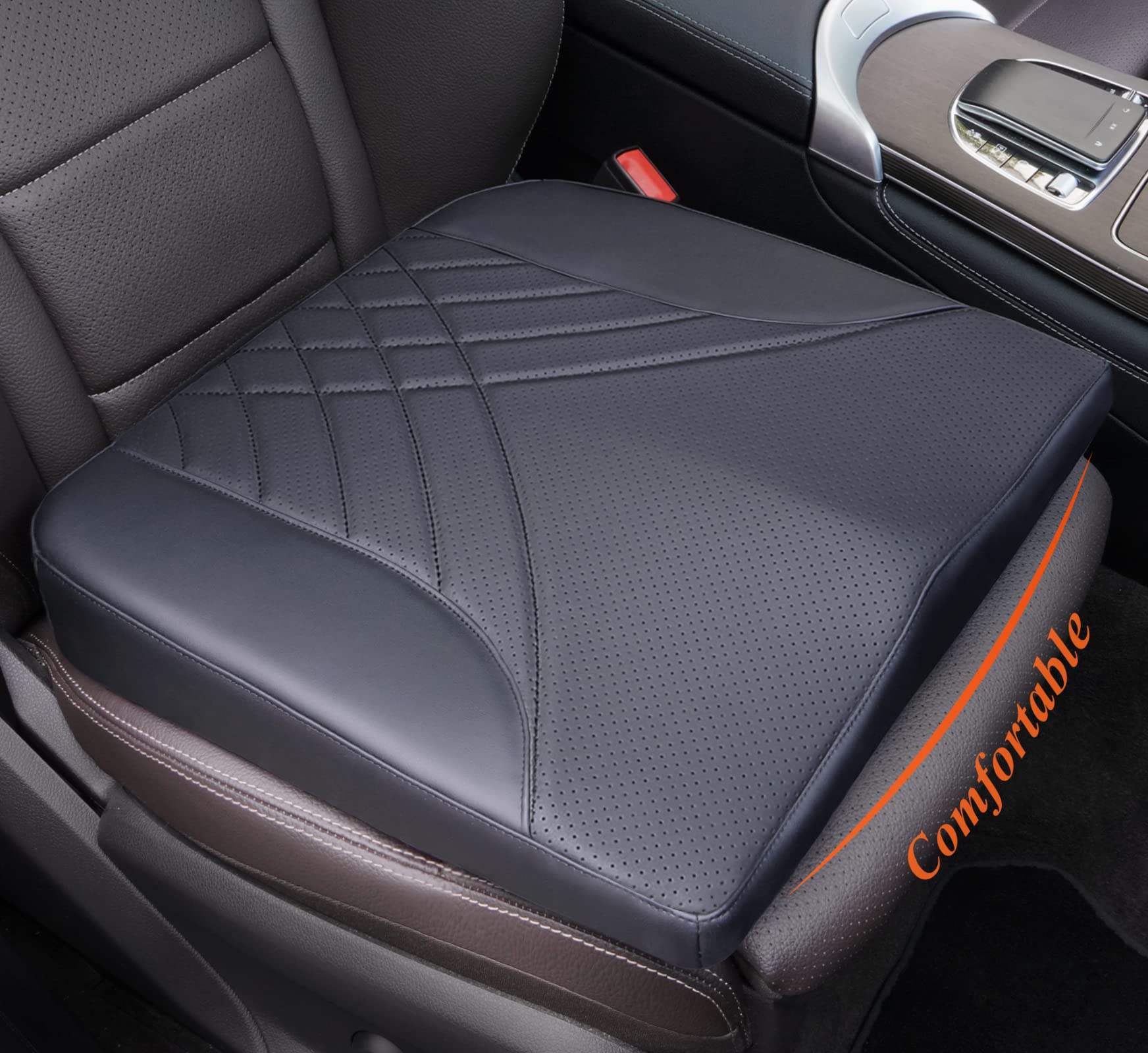 kingphenix front view of cushion showing ergonomic lift and neat finish benefit improved posture