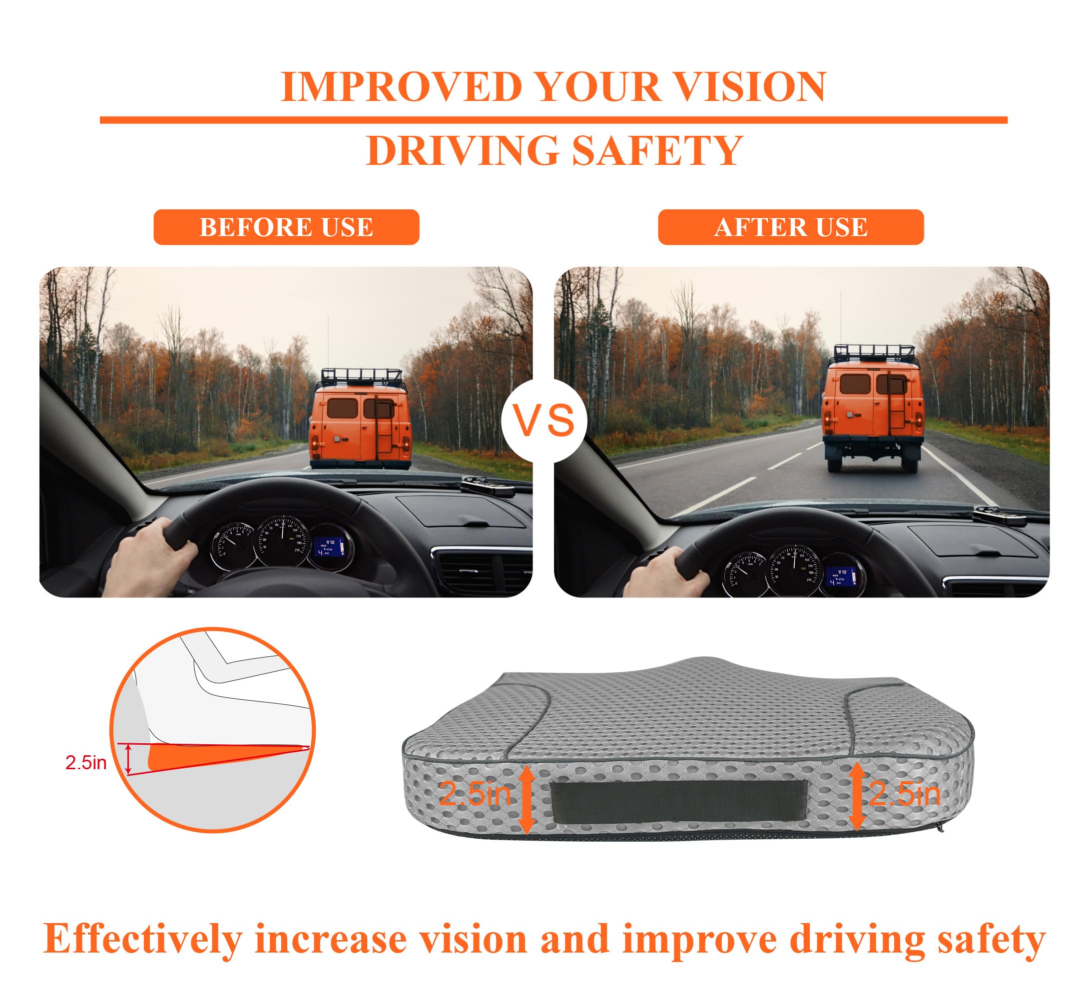 kingphenix installed in a car seat improving visibility and comfort