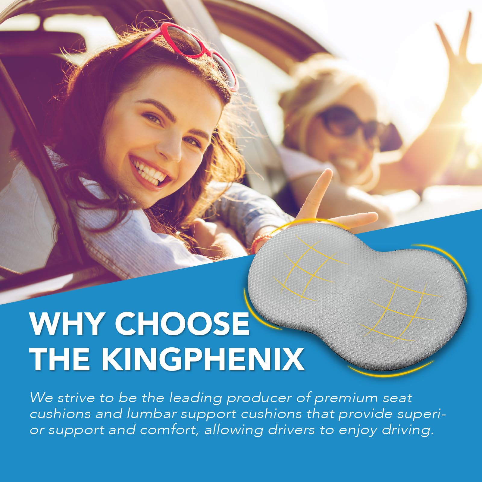 kingphenix in use on driver seat enhancing driving comfort