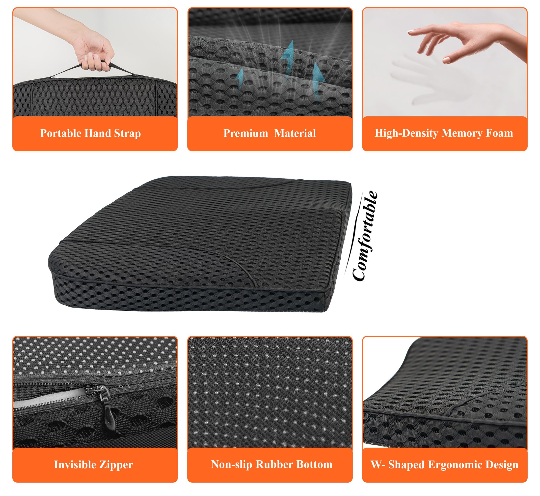kingphenix cushion installed in car seat enhancing driver posture