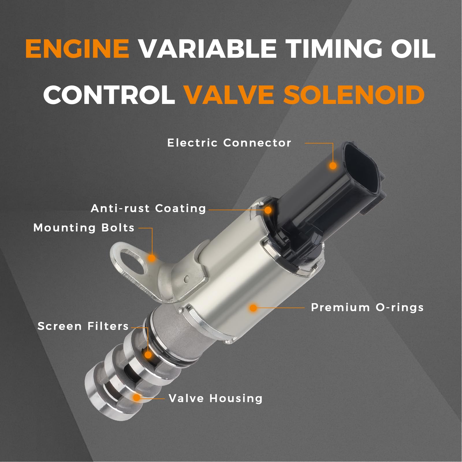 Kinwrdsn side profile of VVT solenoid highlighting durable construction and correct shape