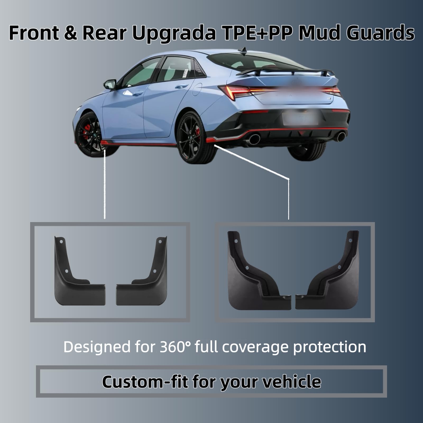 Kiopsom rear wheel mud flap fitted to Elantra resisting road debris