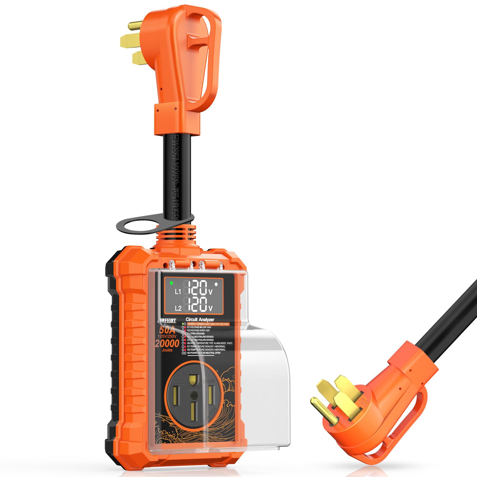 KIRFEIHT front view showing surge protector protecting RV power