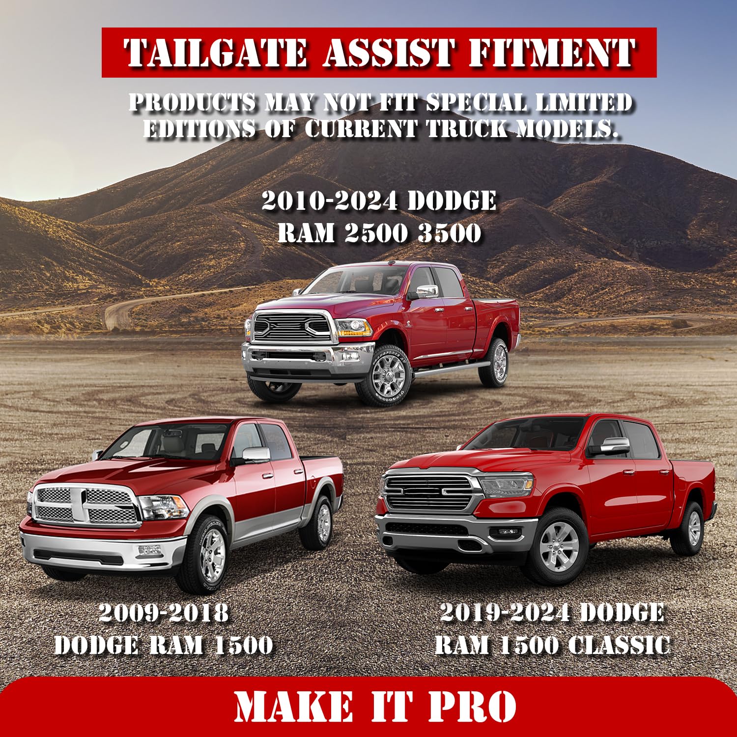 KitsPro installed on Ram tailgate demonstrating smoother controlled lowering