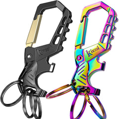 Kivssi front view showing gold multicolor finish and carabiner for stylish secure carry