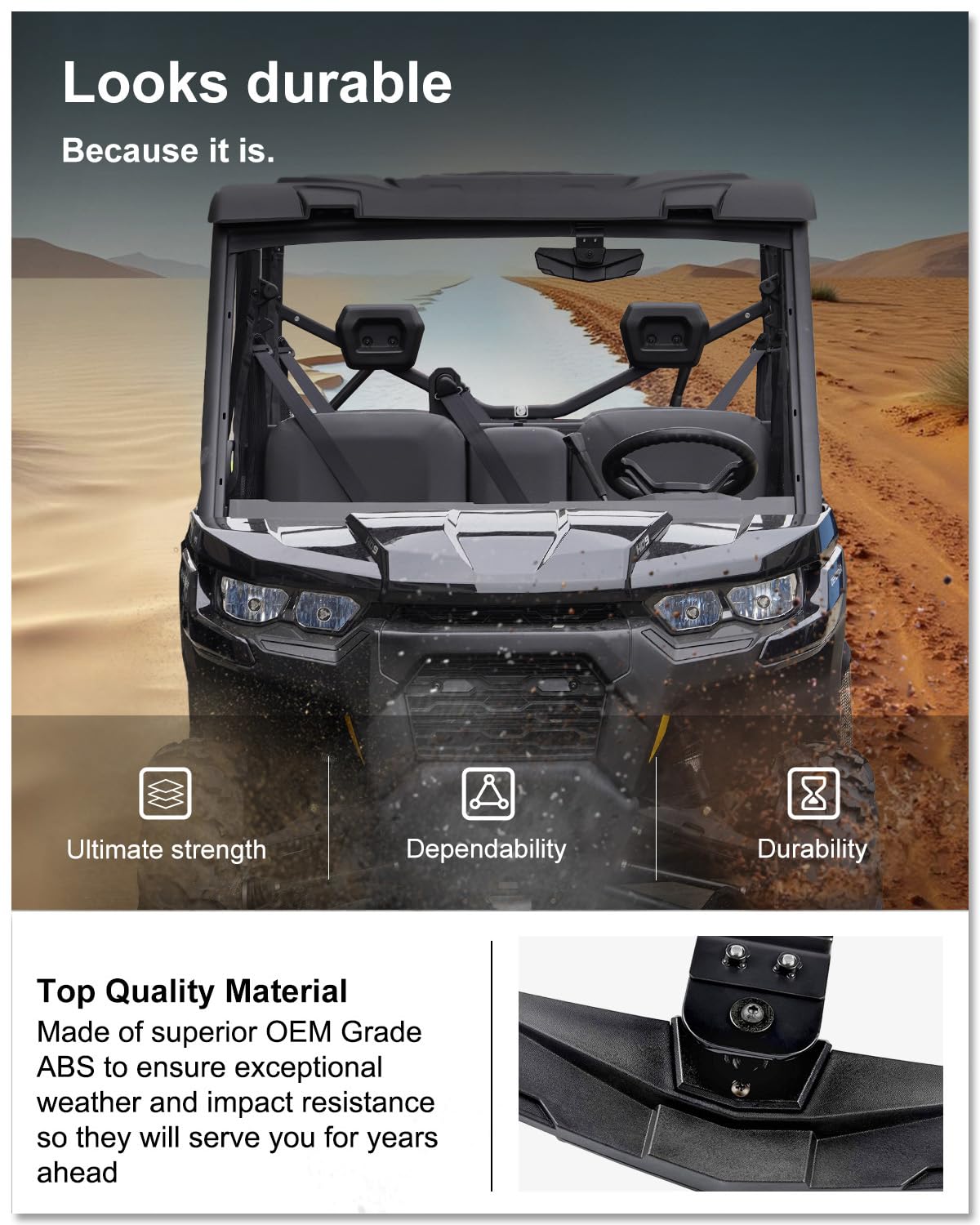 Kiwi Master mirror installed on Can-Am Defender demonstrating fit