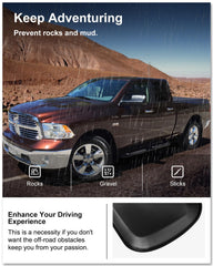 Kiwi Master mud flap beside ruler showing size and fit for Ram trucks