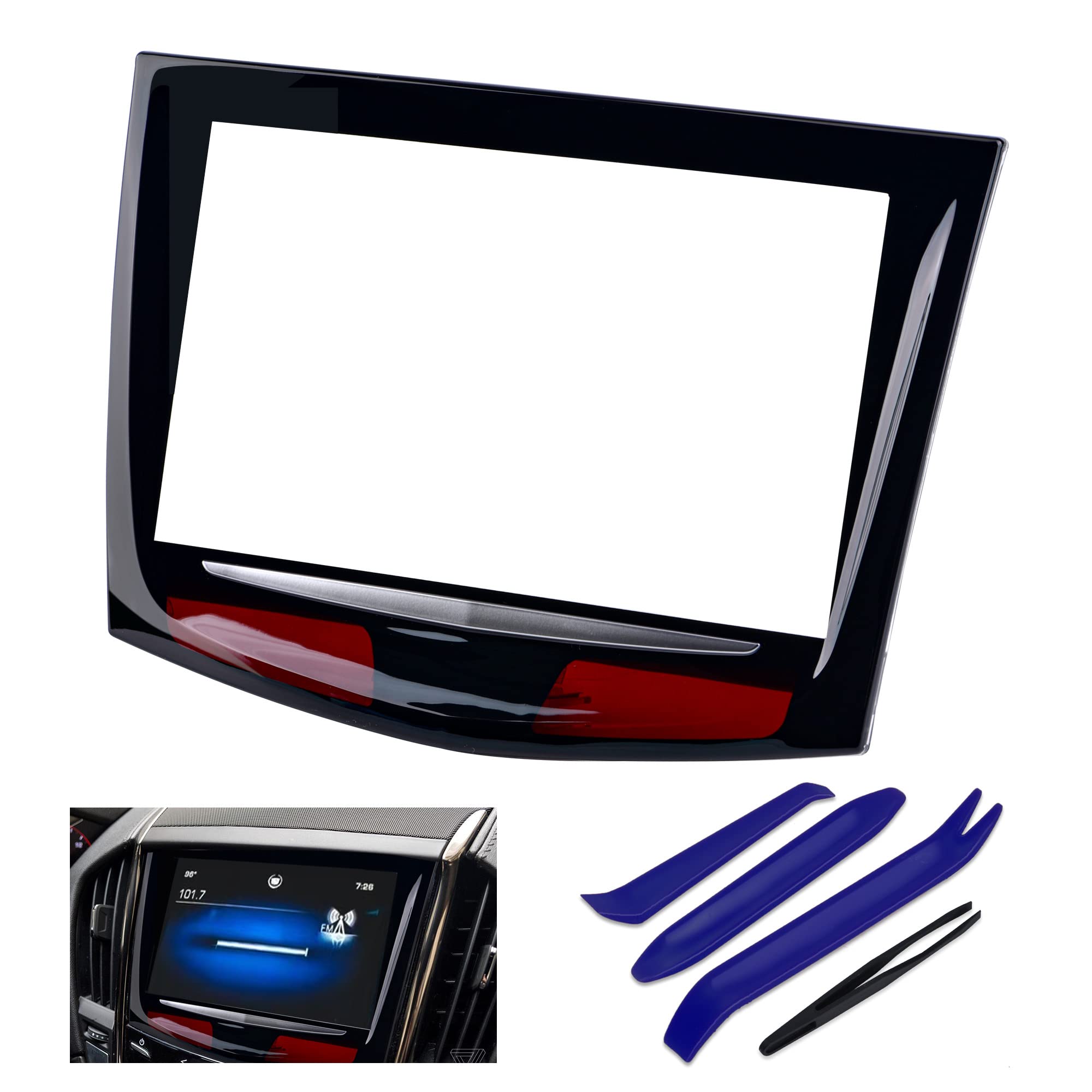 kixfwpy front view installed in Cadillac restores screen clarity and fit