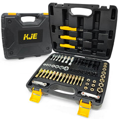 KJE kit case open showing 61 pieces for complete thread repair