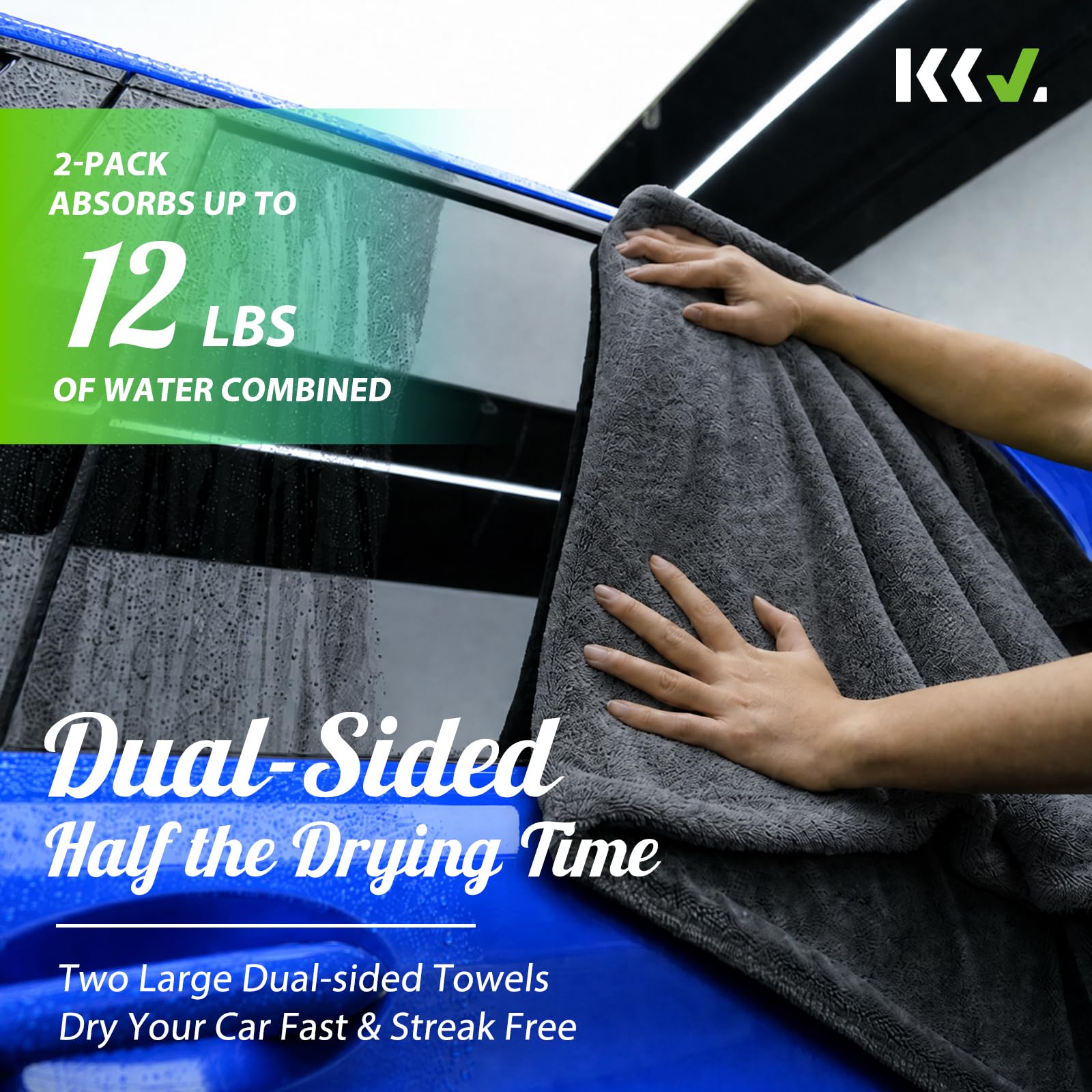 KKV edgeless towel edge detail showing scratch-free protection benefit