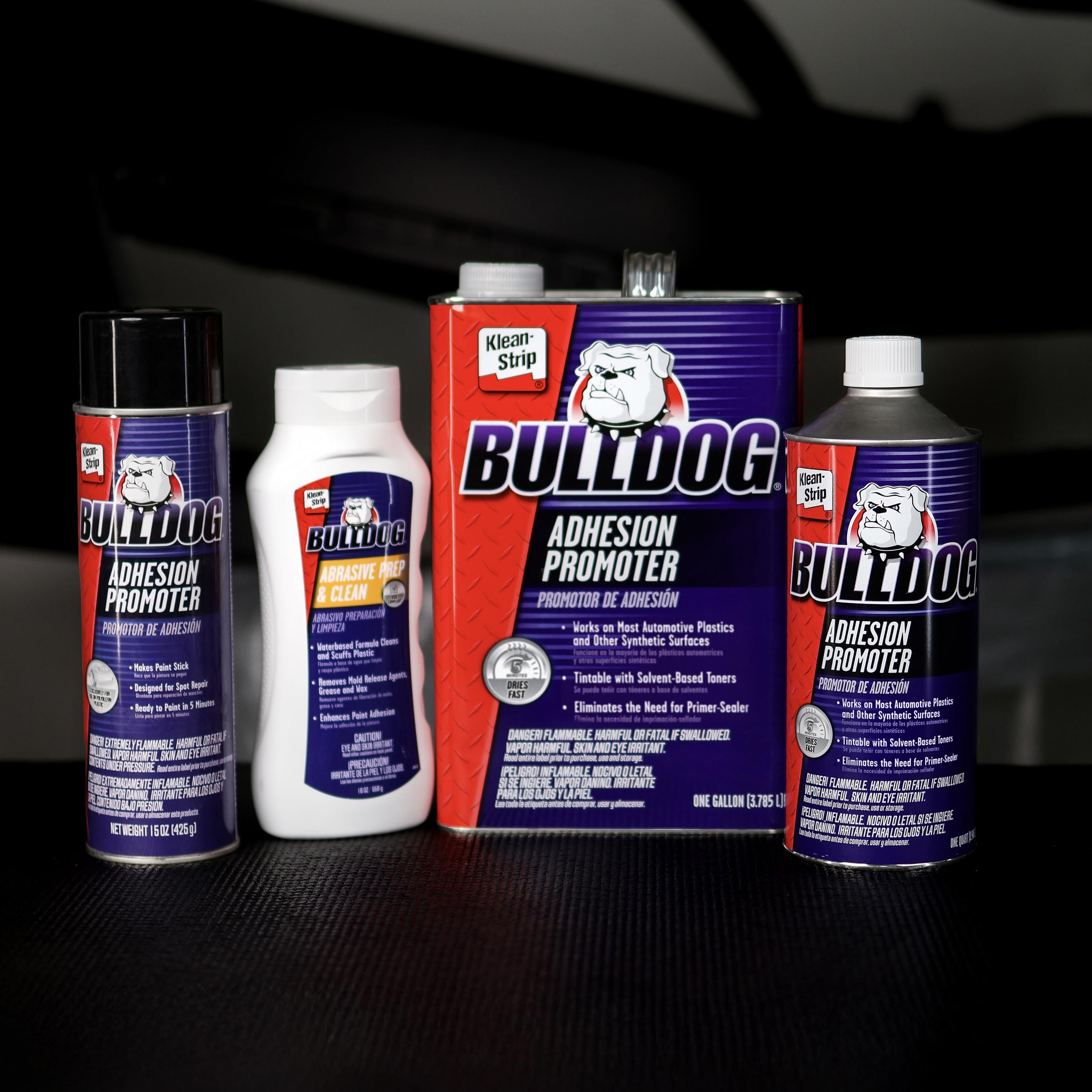 Klean-Strip Bulldog on a workbench with tools demonstrating professional prep workflow