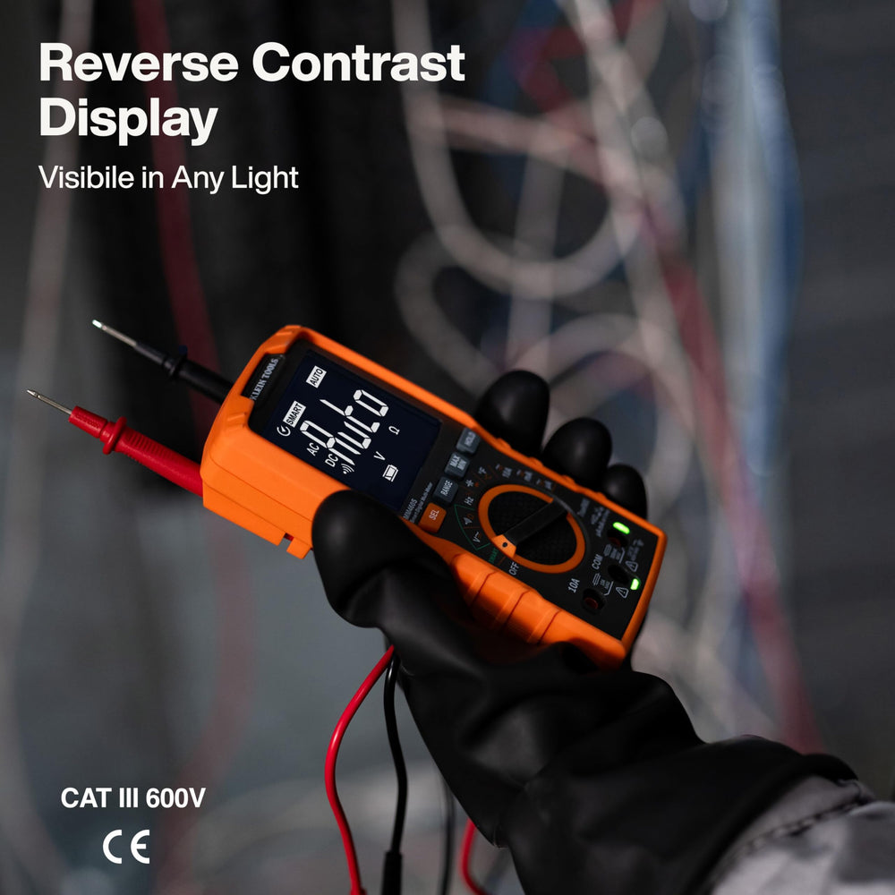 Klein Tools MM460S measuring voltage on an electrical panel for safe diagnostics