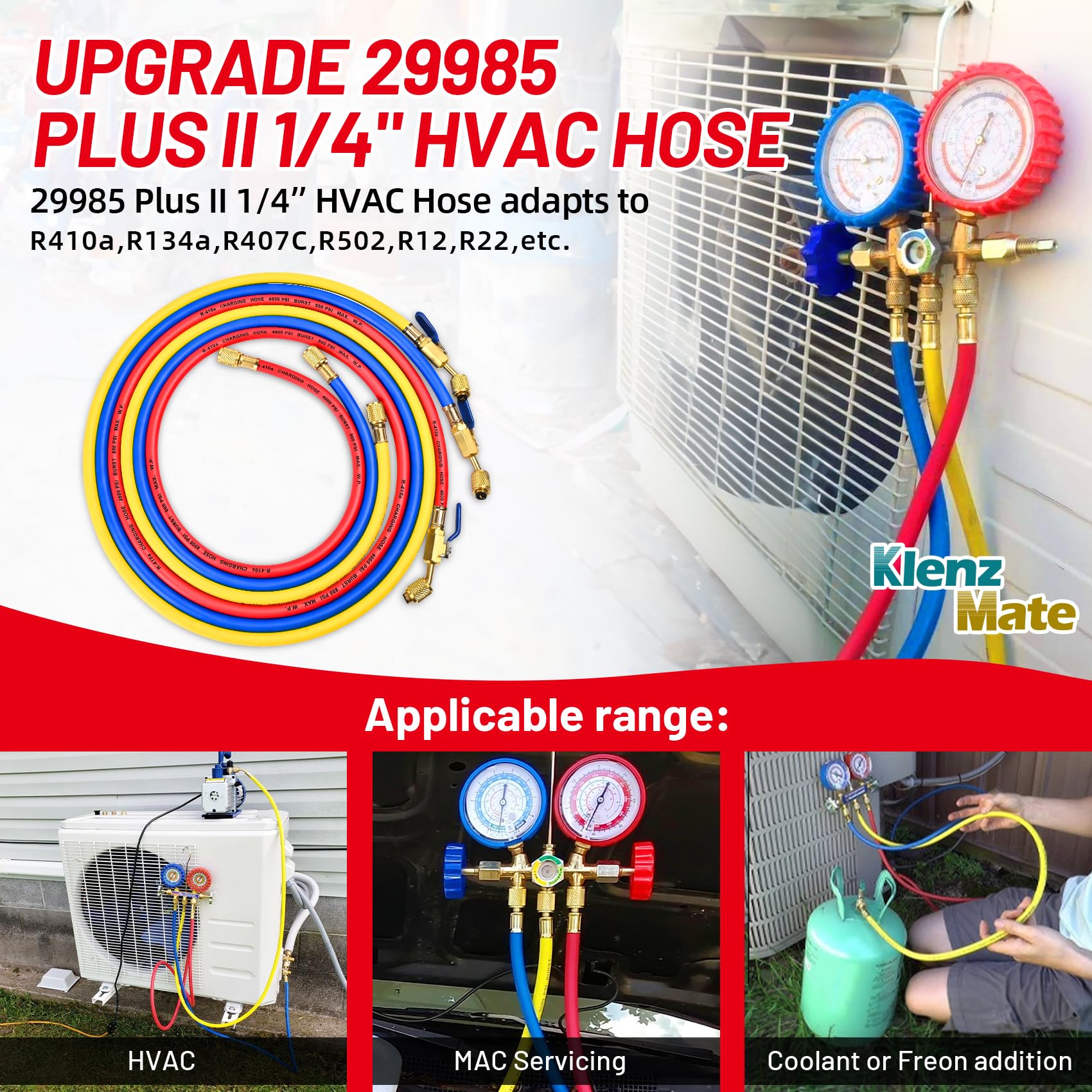 KlenzMate hose connected to AC manifold demonstrating efficient service setup benefit