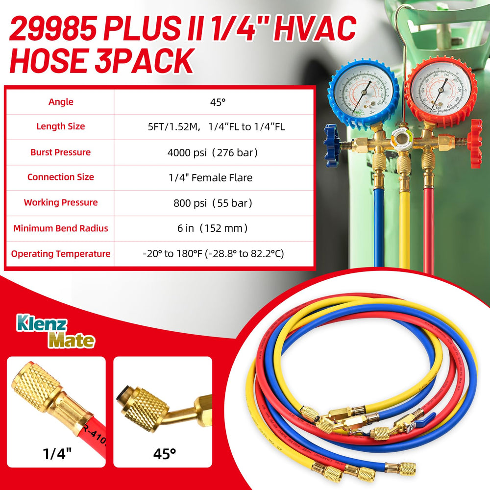 KlenzMate hose laid beside tape measure showing 5ft length for reach benefit