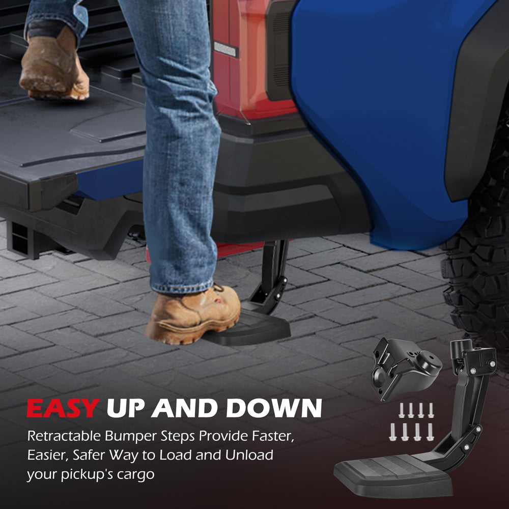 KLN tailgate step deployed in use to assist loading and unloading cargo