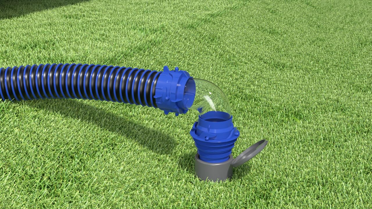 klpdst elbow next to hose showing compact size and transport benefit