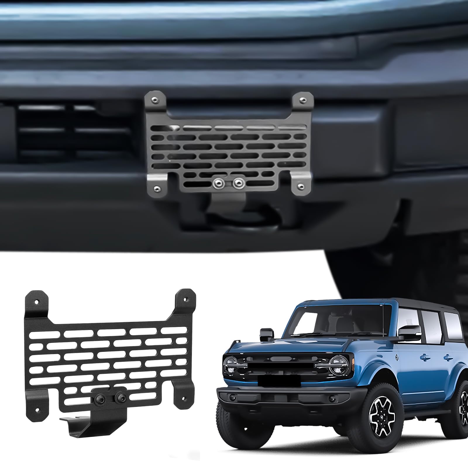 Klutchtech Bronco front-mounted bracket showing neat, factory-style fit
