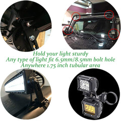 KMFCDAE clamp mounted with LED pod demonstrating adjustable lighting placement