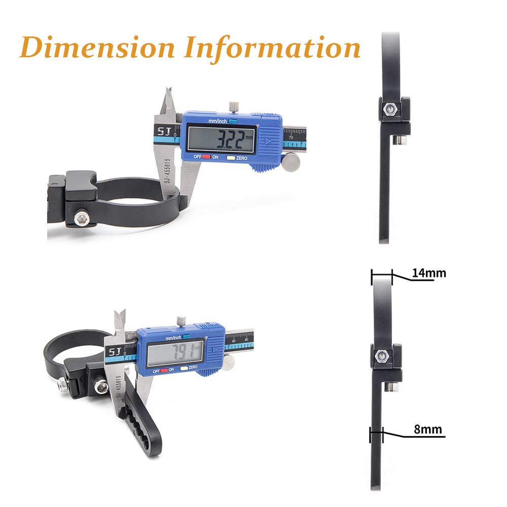 KMFCDAE beside tape measure illustrating 1.75 inch tube compatibility and scale