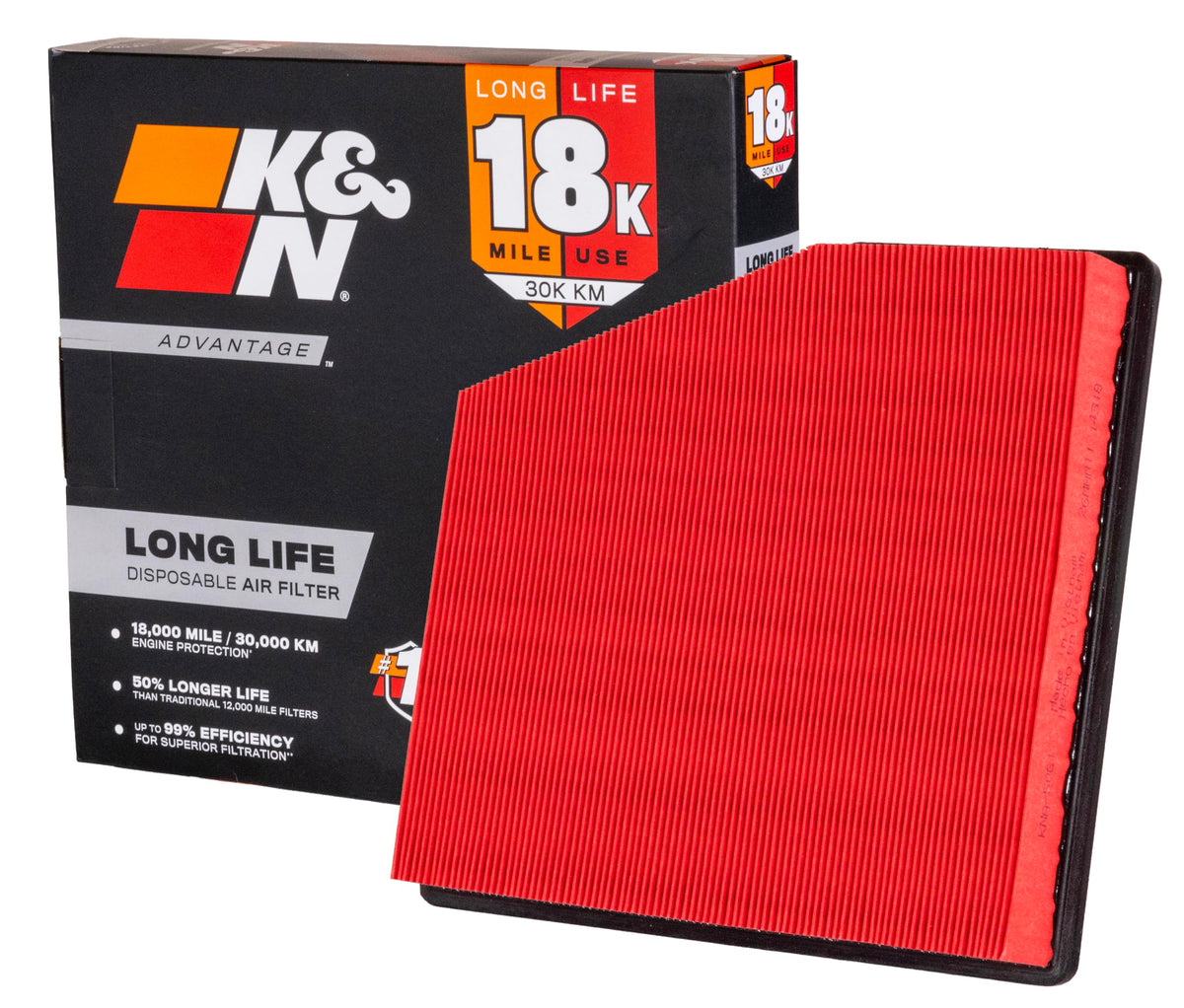 K&N front view of filter showing shape and fit for quick identification and correct fit