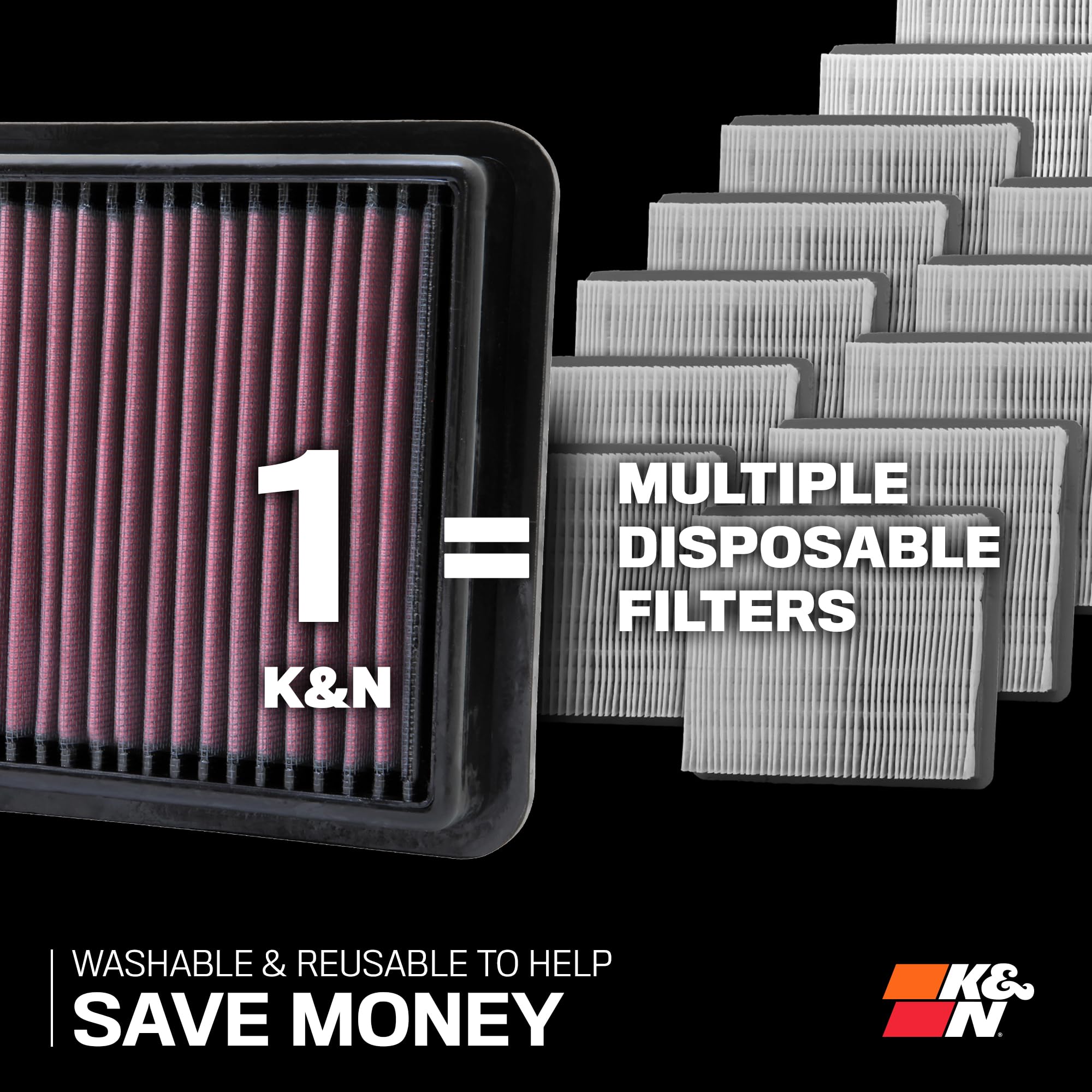 K&N close-up of cotton gauze media highlighting better airflow