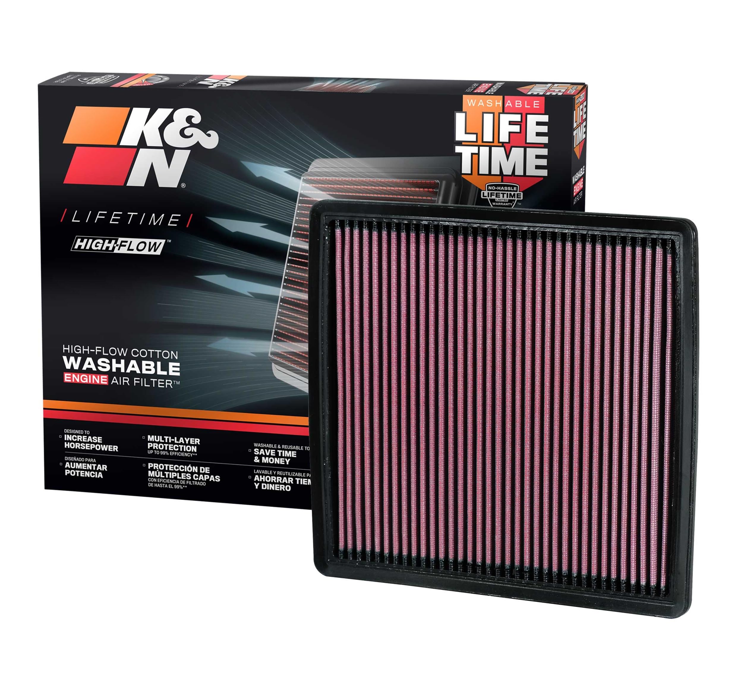 K&N front view of filter showing shape and immediate airflow benefit