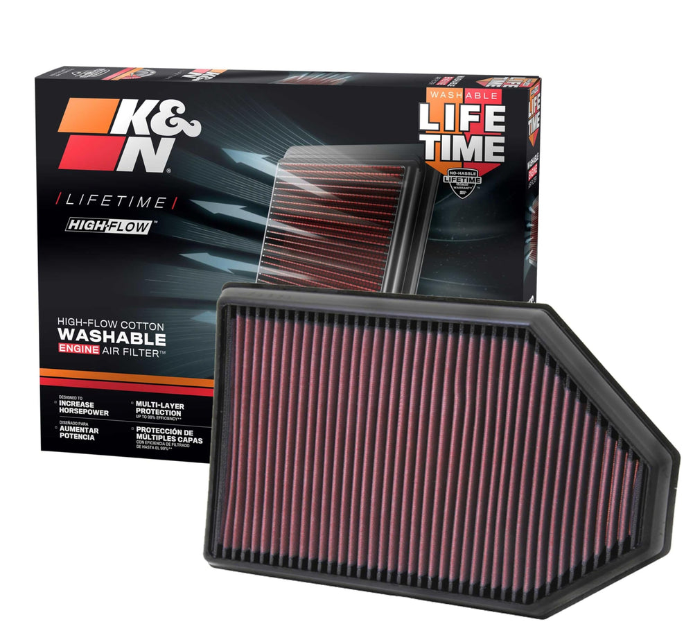 K&N front view of filter showing fit and airflow benefit