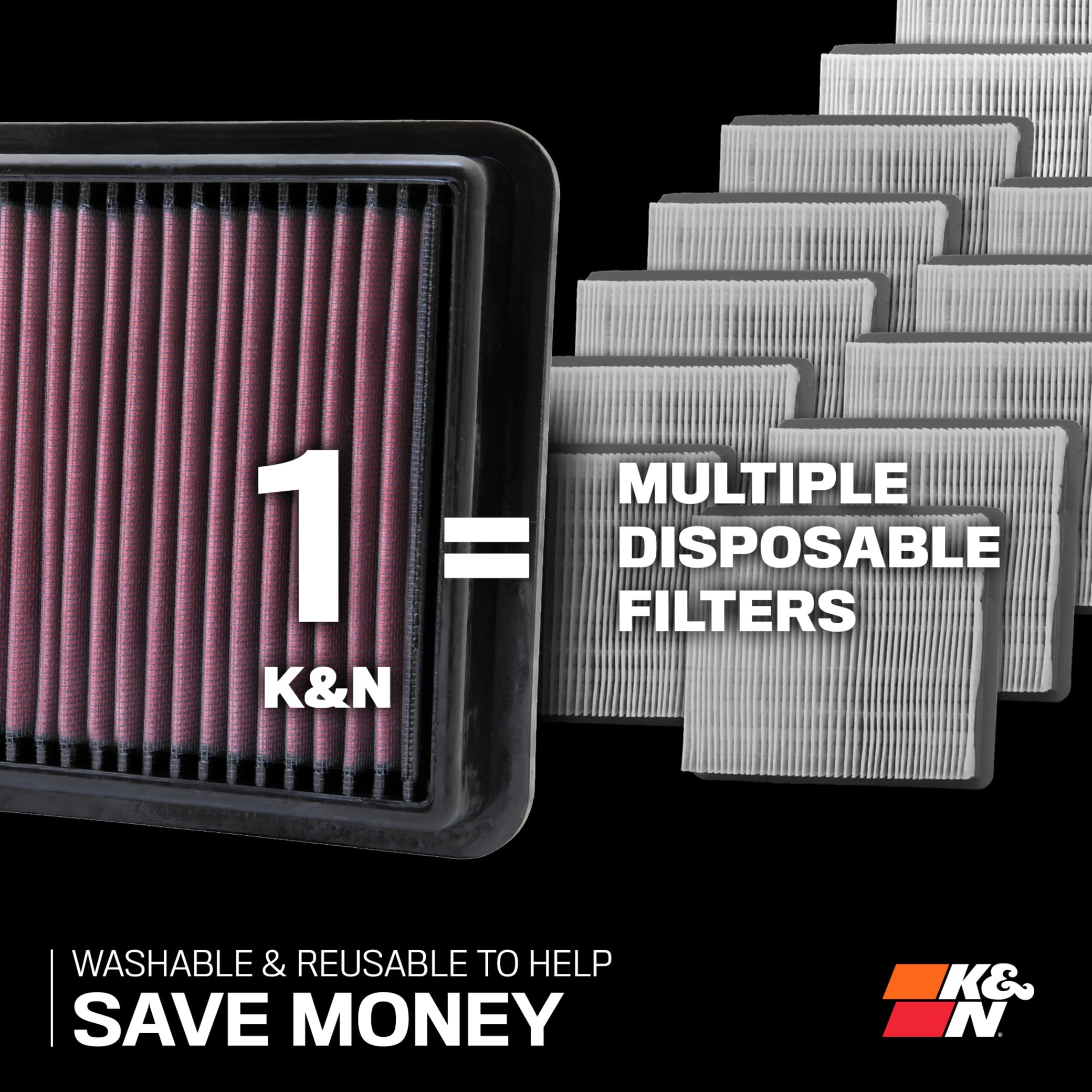 K&N packaged filter with made-in-USA label assuring quality