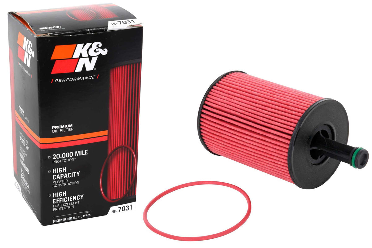 K&N front view of HP-7031 canister showing durable construction and fit